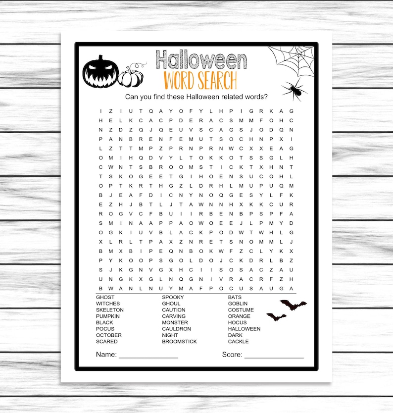 Halloween Word Search Game, Virtual Or Printable Halloween Costume Party Game, Halloween Word Find For Kids Or Adults, Fun Activity image 1