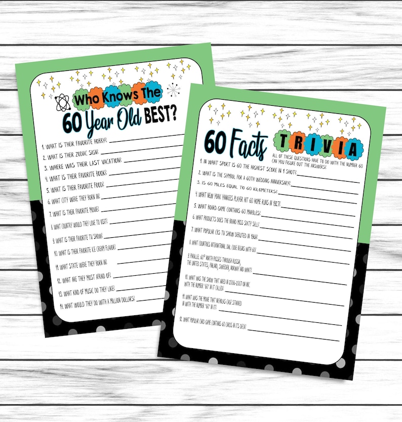 60th birthday party games how well do you know the 60 year etsy