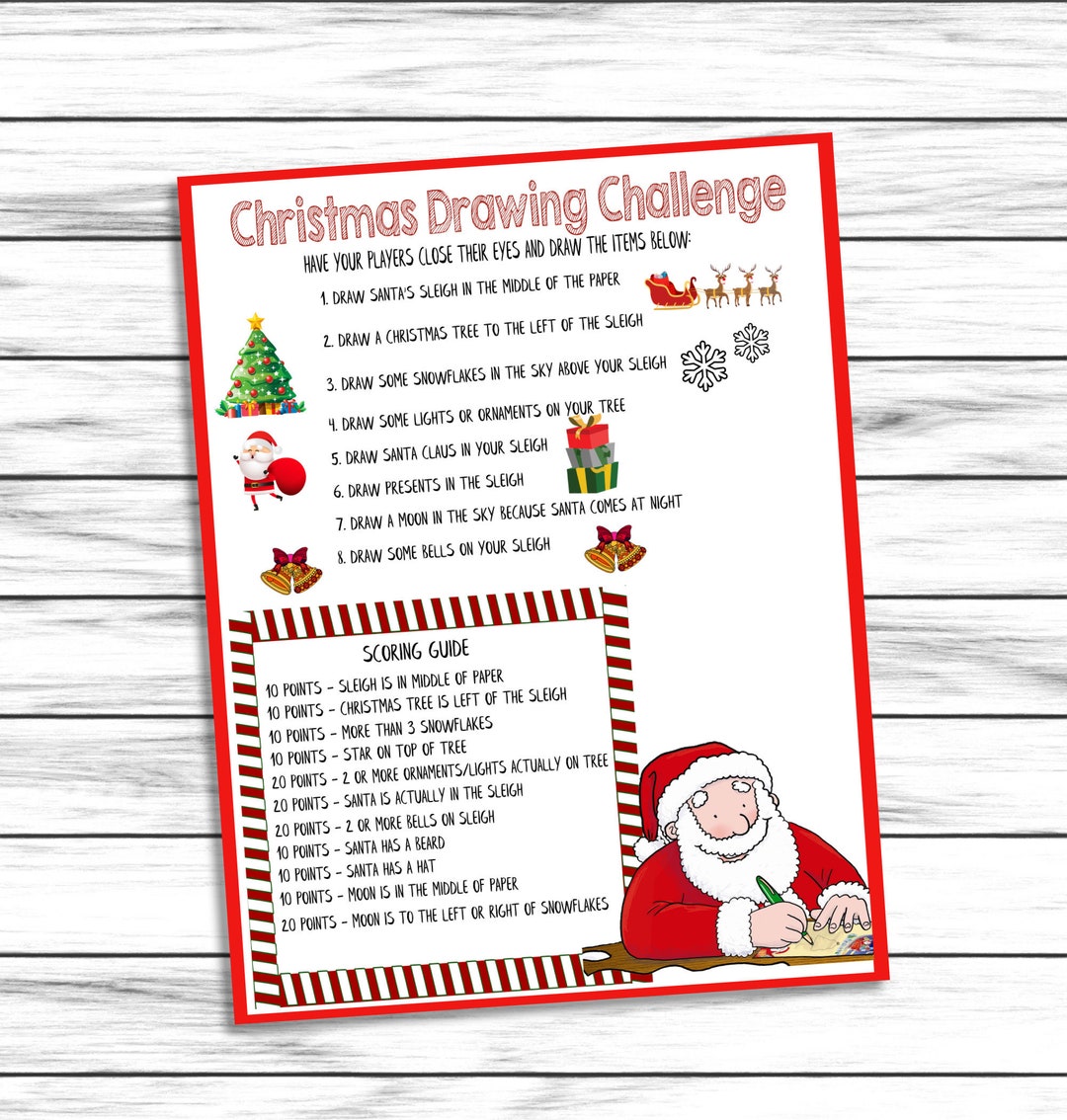 Christmas Game, Drawing Challenge, Christmas Party Game, Xmas Party