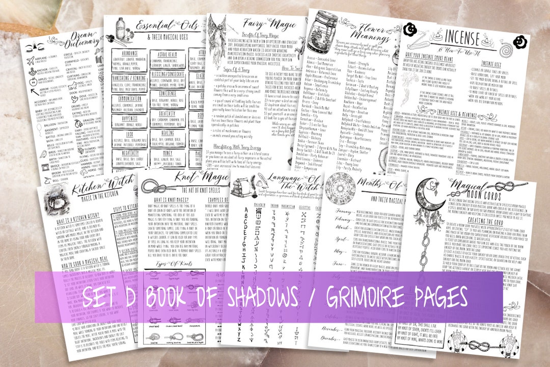 Printable Witchcraft Grimoire Book of Shadows Pages: Essential Oils ...