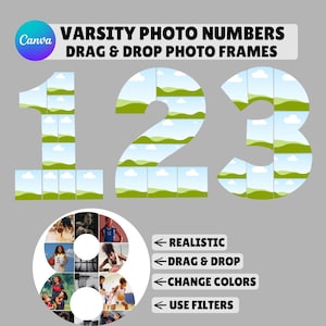 Editable Number Photo Collage Template for Canva | Drag and Drop ...