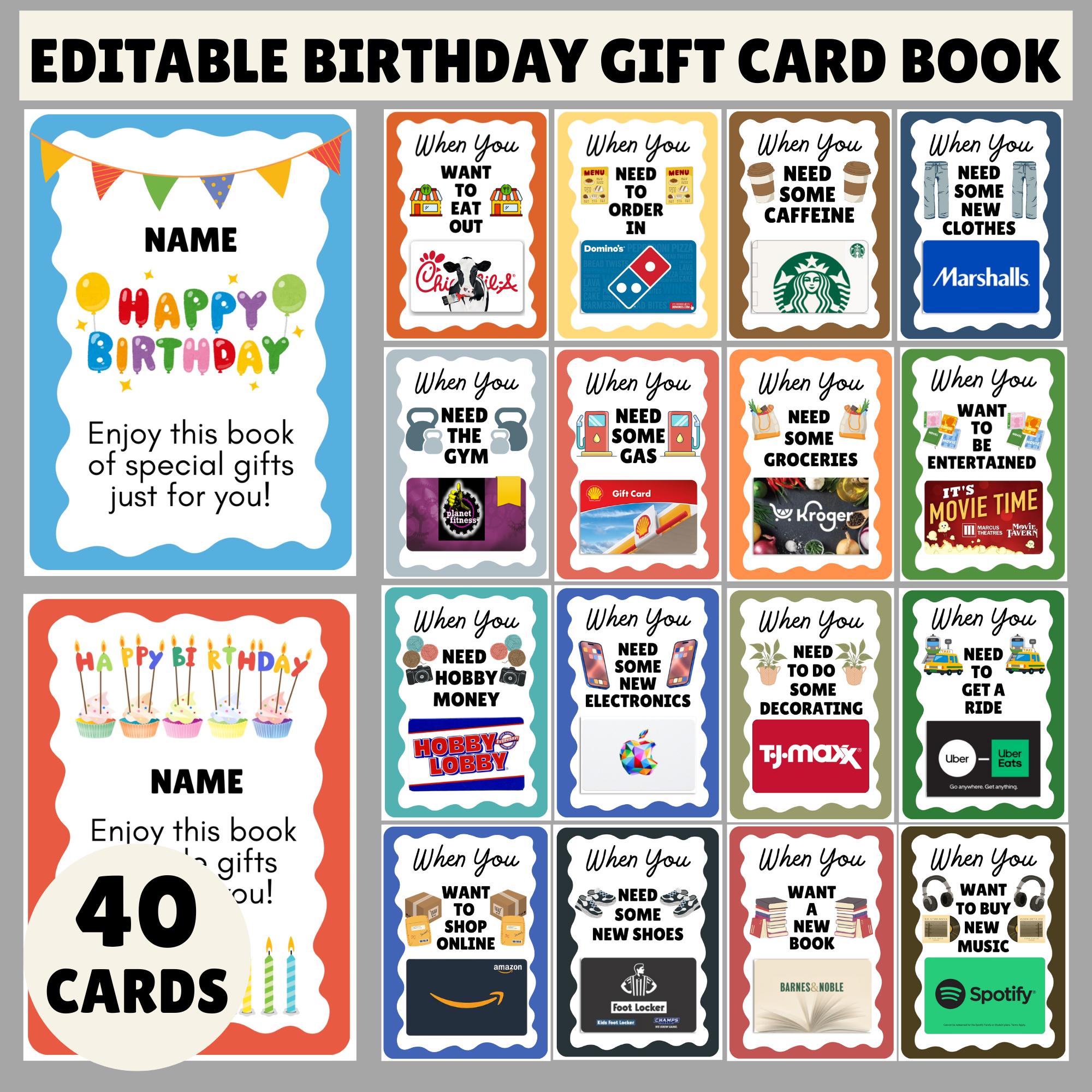 Editable Birthday Gift Card Book Template | Customize DIY Printable Last Minute Adult Bday Gift Card Holder | Edit And Print Canva Template