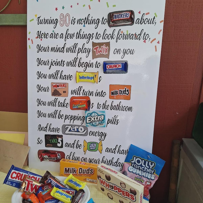 Affiche du 70e anniversaire, Plaque, Idées de décoration, Amusant, Cadeau de 70e anniversaire pour lui ou elle, Fête de 70e anniversaire, Unique, Panneau de barre chocolatée image 3