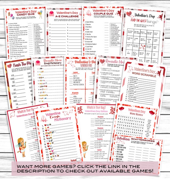 Valentine's Day Classroom Party Game - All Things Red Trivia, 25 Player Cards For Kids & Adults