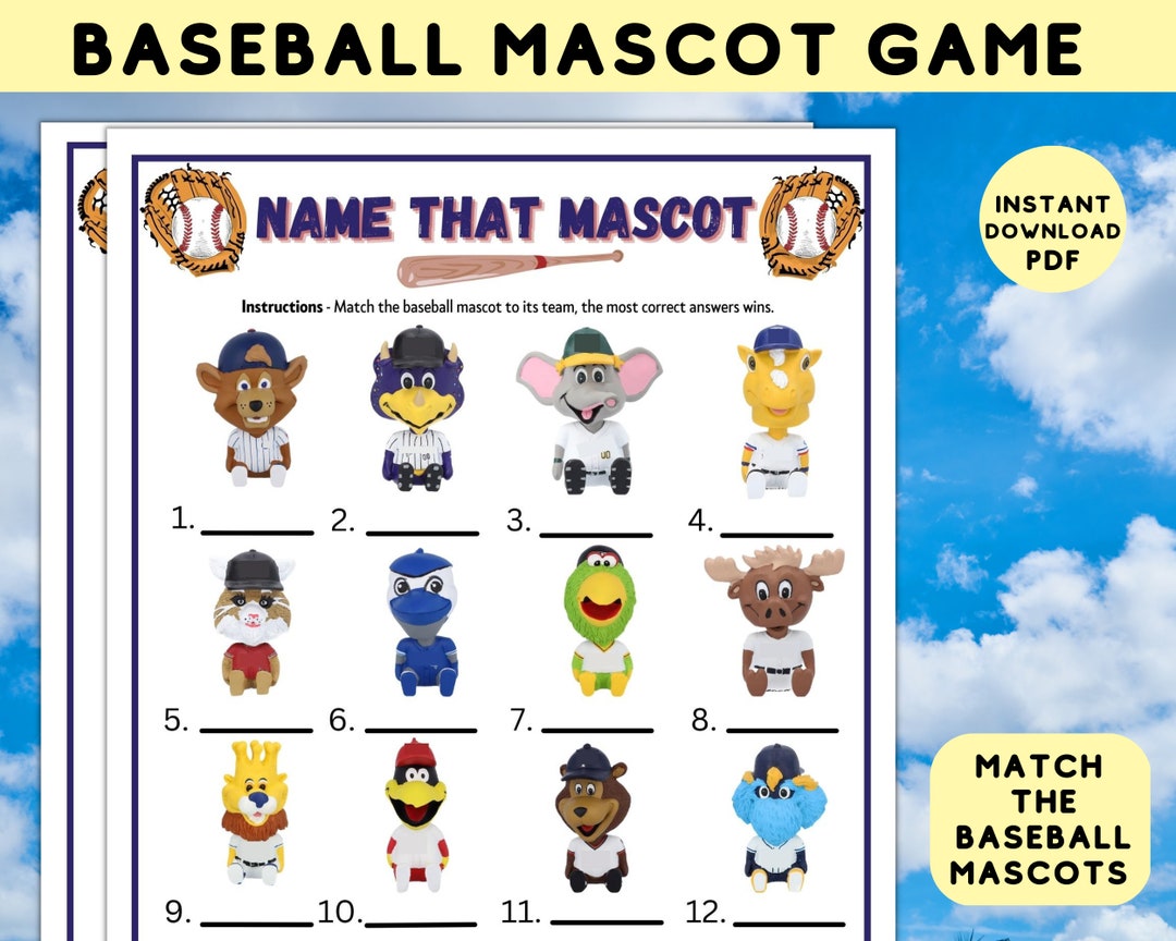 Printable Baseball Team Party Game Mascot Trivia MLB Quiz for Kids