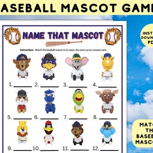 Printable Baseball Team Party Game | Mascot Trivia | MLB Quiz for Kids Adults | World Series Activity | Summer Birthday Idea