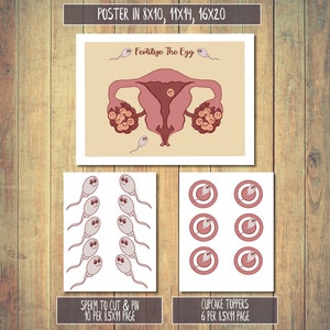 Baby Shower Pin the Sperm game, Baby shower games, Pin The Game, Baby Shower Pin Game, Fertilize The Egg, Download,Printable,Cupcake Toppers