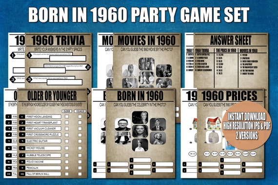 60s Trivia Games Price Is Right Fun Party Games Born In 1959 Games 60th Birthday Games Printable Name The Celebrity 60s Birthday Trivia Paper Party Supplies Party Favors Games Vadel Com