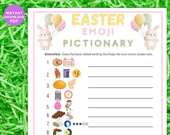 Easter Printable Emoji Pictionary Game | Fun Family Activity | Kids Adults | Classroom Work Seniors Party Idea | Instant Download Puzzle