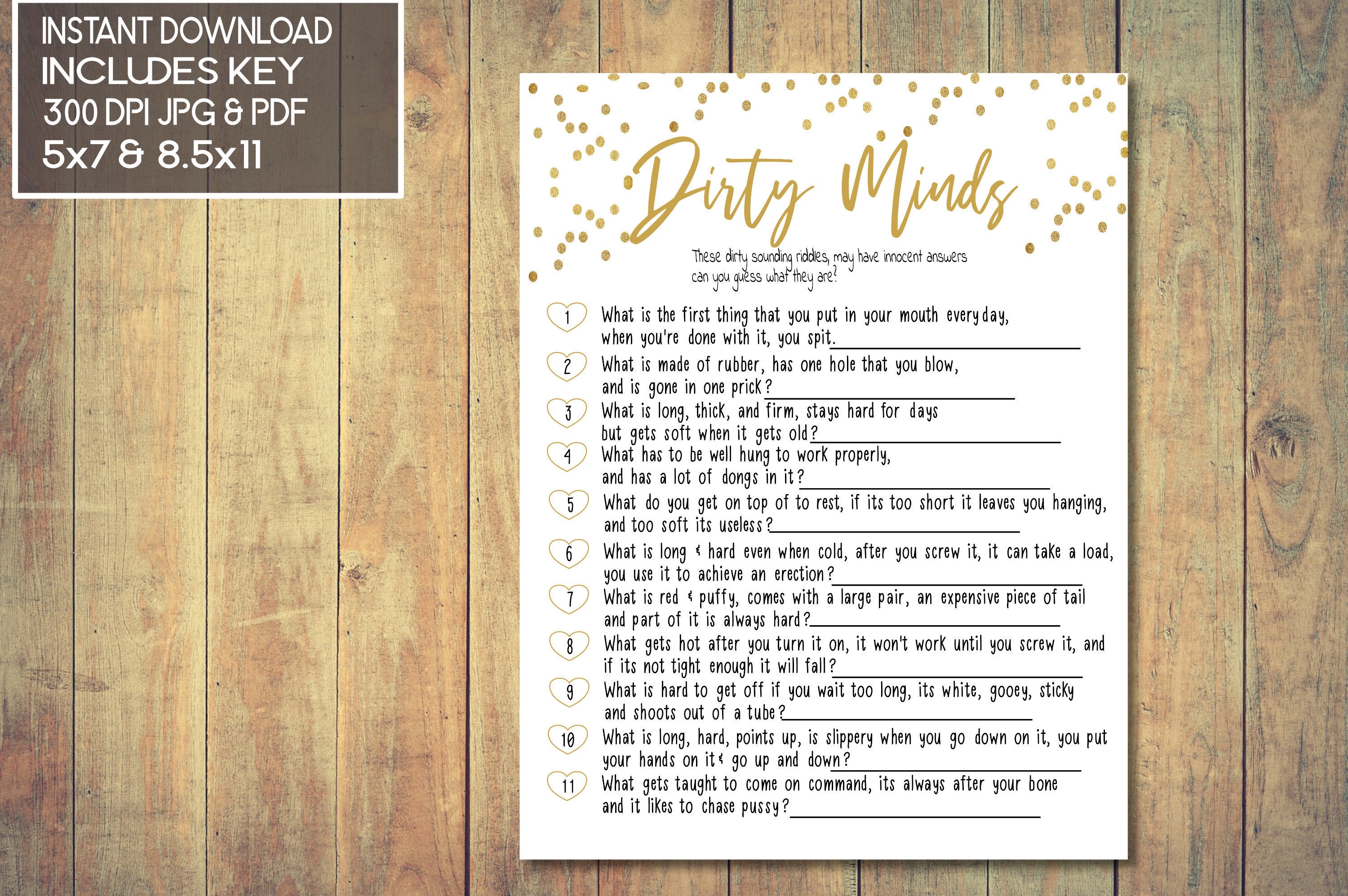 Bachelorette Game Dirty Mindsbachelorette Party Game Riddle - Etsy New  Zealand