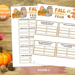 Autumn Fall Family Feud Trivia Printable Game ,adults Kids Fun Party ...