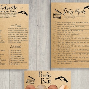 Virtual or Printable Bachelorette Party Games, Naughty Party Games, Rustic Bridal Printable Game, Rude Hen Night, Hen Party Willy Games