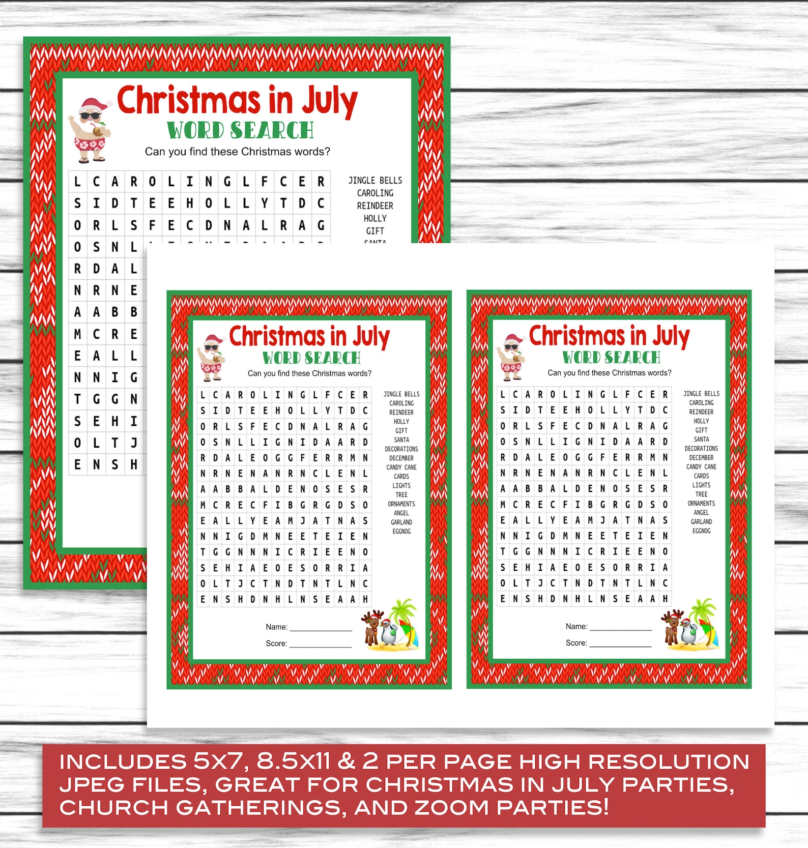 Christmas In July Party Games Trivia Scattergories Word Etsy