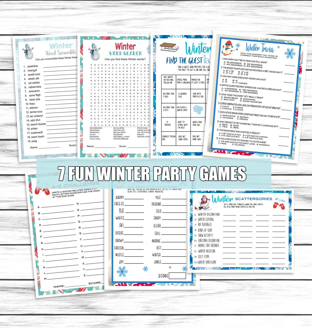 Winter Fun Games Winter Party Games Trivia Scattergories - Etsy.de