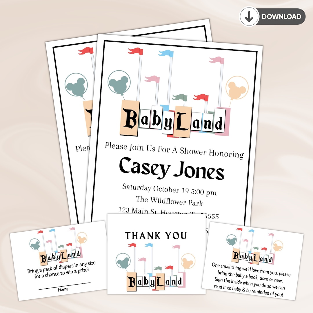 Babyland Baby Shower Sprinkle Invitation Editable Template Diaper