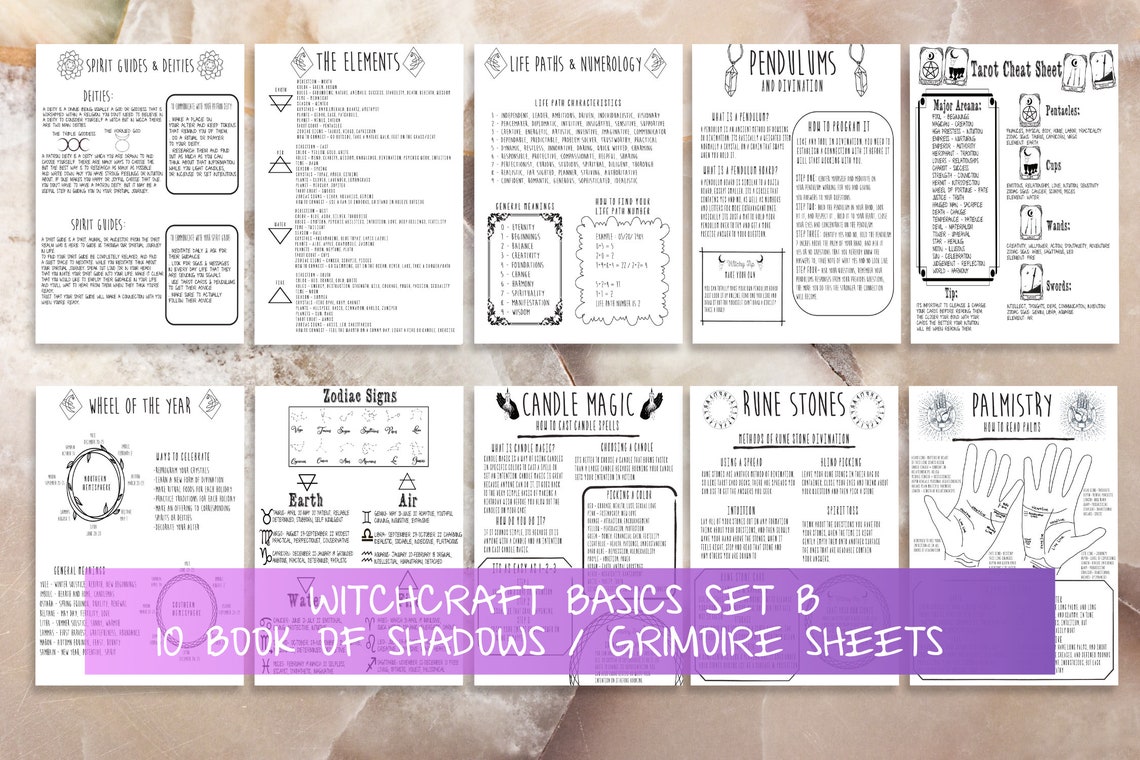 Witchcraft Basic Printable Grimoire Pages, Book of Shadows Pages ...