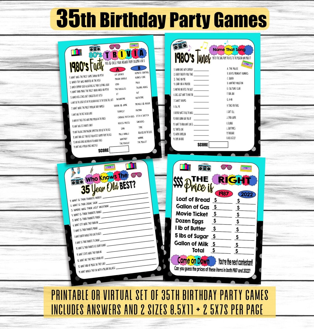 35. Geburtstag Party Spiele Born in 1987 Games 1980s Trivia - Etsy.de