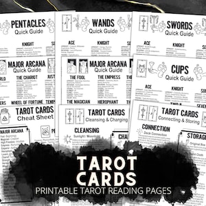 Imprimible Cómo leer páginas de cartas del Tarot / Hojas de Grimorio del Libro de las Sombras / Guía y cartas de la baraja de Tarot de Arcanos Mayores y Menores