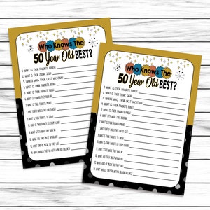 50. Geburtstag Party Spiele, Wie gut kennst du den 50 Jährigen, Geburtstag Fakten, 50. Geburtstag Party, 50. Geburtstag Dekor, Printable