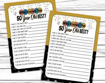 50th Birthday Party Games, How Well Do You Know The 50 Year Old, Birthday Facts, 50th Birthday Party, 50th Birthday Decor, Printable