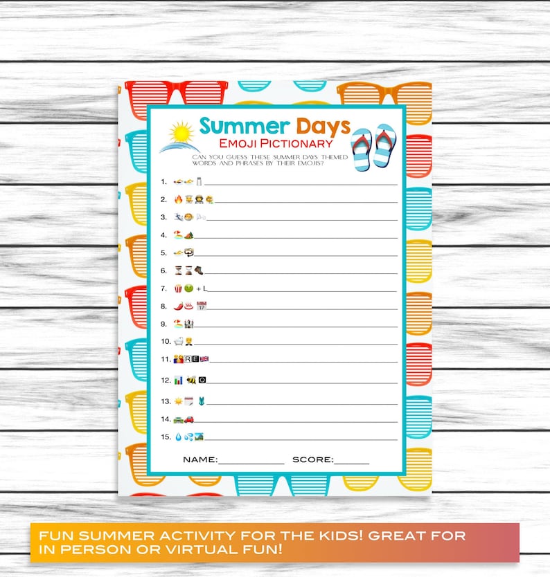 summer emoji game emoji pictionary party game emoji game