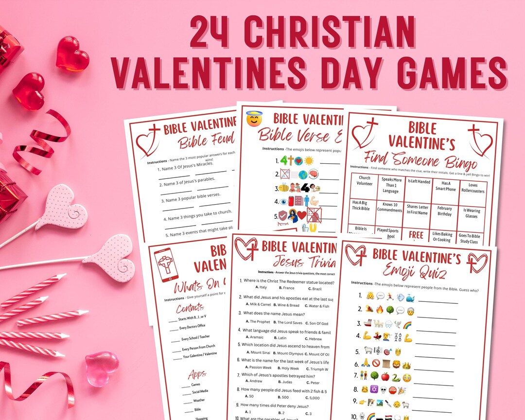 Valentines Printable Bible Games Bundle , Christian Valentine Day Games ...