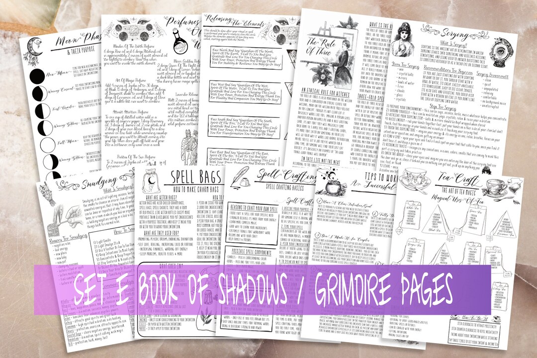 Witchcraft Printable Basic Book of Shadows Pages, Grimoire Pages, Moon ...
