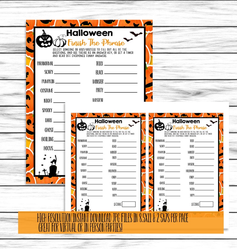 Halloween Party Games, Halloween Game Set, Trivia , Scattergories, Word Search, Family Games, Printable or Virtual Games, Instant Download image 4