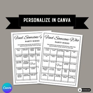 Find Someone Who Bingo Icebreaker Template | IceBreaker Printable games | Icebreaker Questions | Conversation Starters Dinner Brunch Party