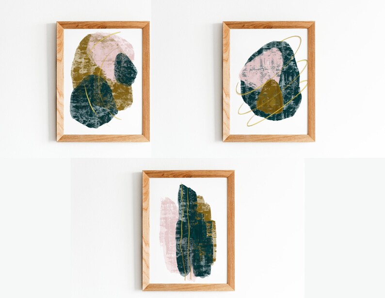 Set of 3 Abstract Art Prints Printable Wall Art Large Wall Etsy