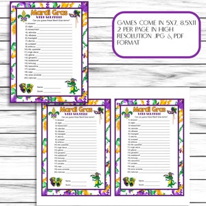 Mardi Gras Party Games,mardi Gras Word Scramble, Mardi Gras Game, Mardi ...