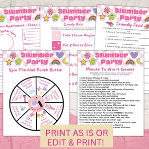 Printable Slumber Party Games Sleepover Activity Bundle Editable ...