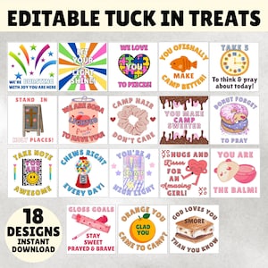 LDS Girls Camp Young Women Handout Tuck In Treat | Pillow Tag Treats 2025 Young Women Girls Gift Tags | Ladies Camp Tags Editable Template