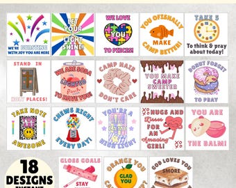 Folleto para jóvenes del campamento SUD: Etiquetas para dulces de bienvenida / Etiquetas para almohadas 2026 para jóvenes / Etiquetas de regalo para niñas / Etiquetas para campamento de damas Plantilla editable