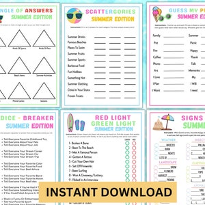 Summer Fun Template.pdf Printable Summer Games for Kids Adults Families | Editable Summer ...