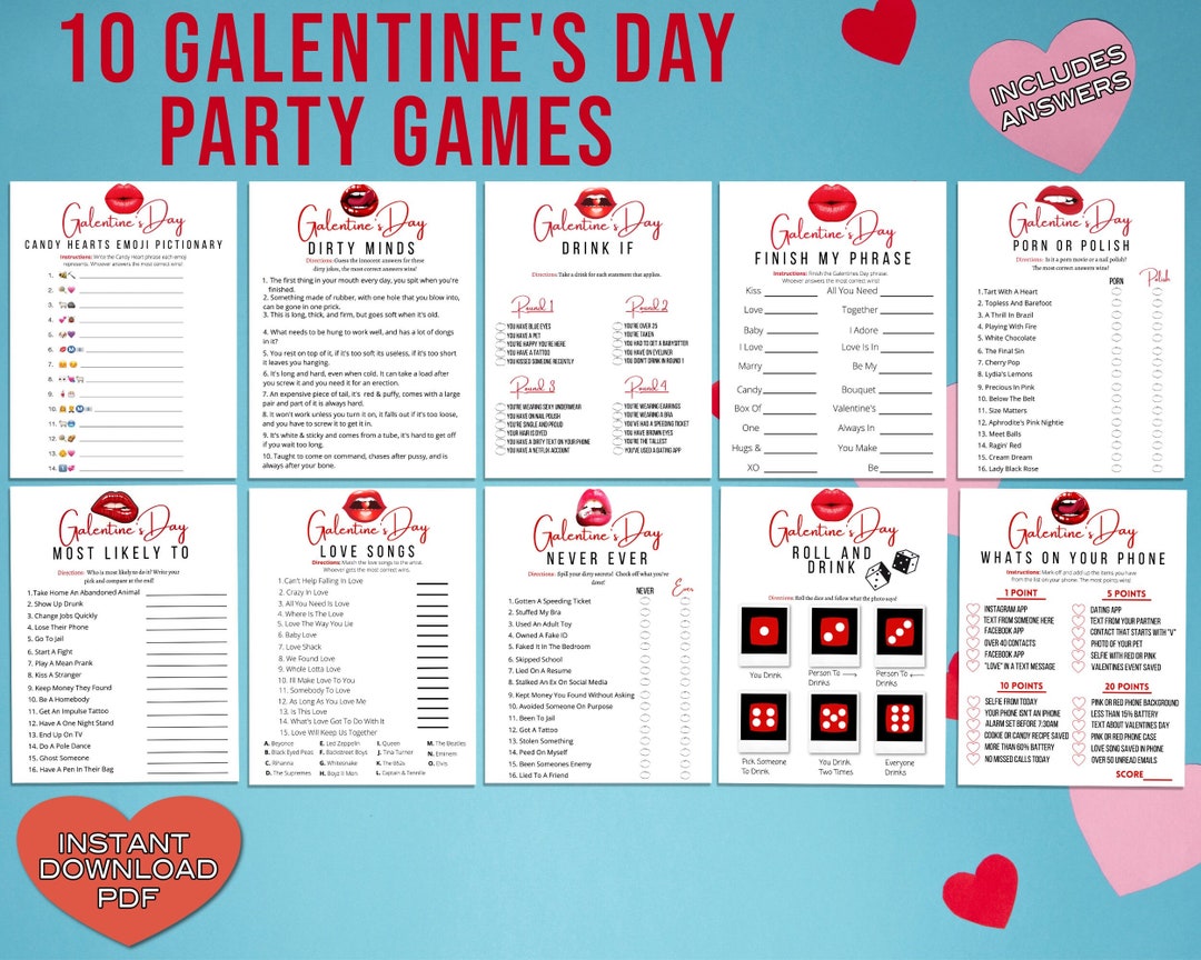 Naughty Adult Galentines Day Party Games, Printable or Virtual, 10 Galentines Day Dirty Games ...