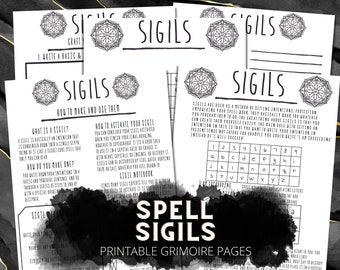 Sigils Book Of Shadows Pages, Witch Tools Reference Pages, Basic Witchcraft Grimoire Printable Pages, How To Make & Use Sigils