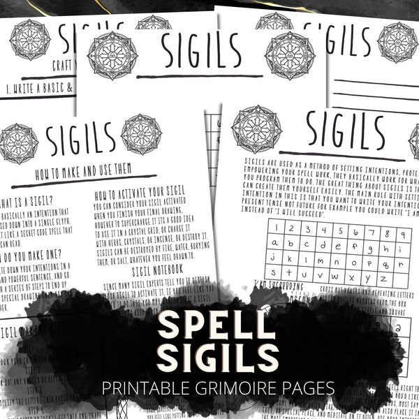 Sigils Book Of Shadows Pages, Witch Tools Reference Pages, Basic Witchcraft Grimoire Printable Pages, How To Make & Use Sigils