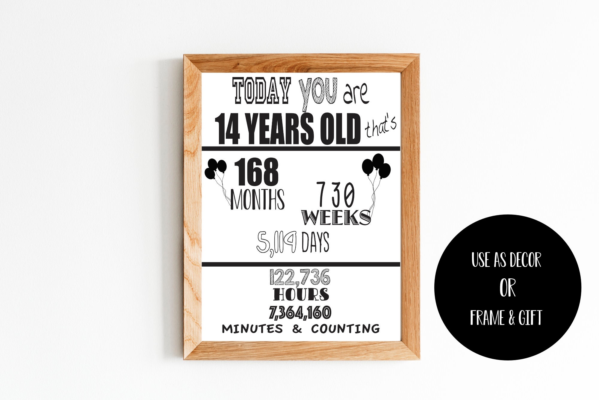 14th Birthday Signs, 14 Birthday Party Decorations, 14th Birthday ...