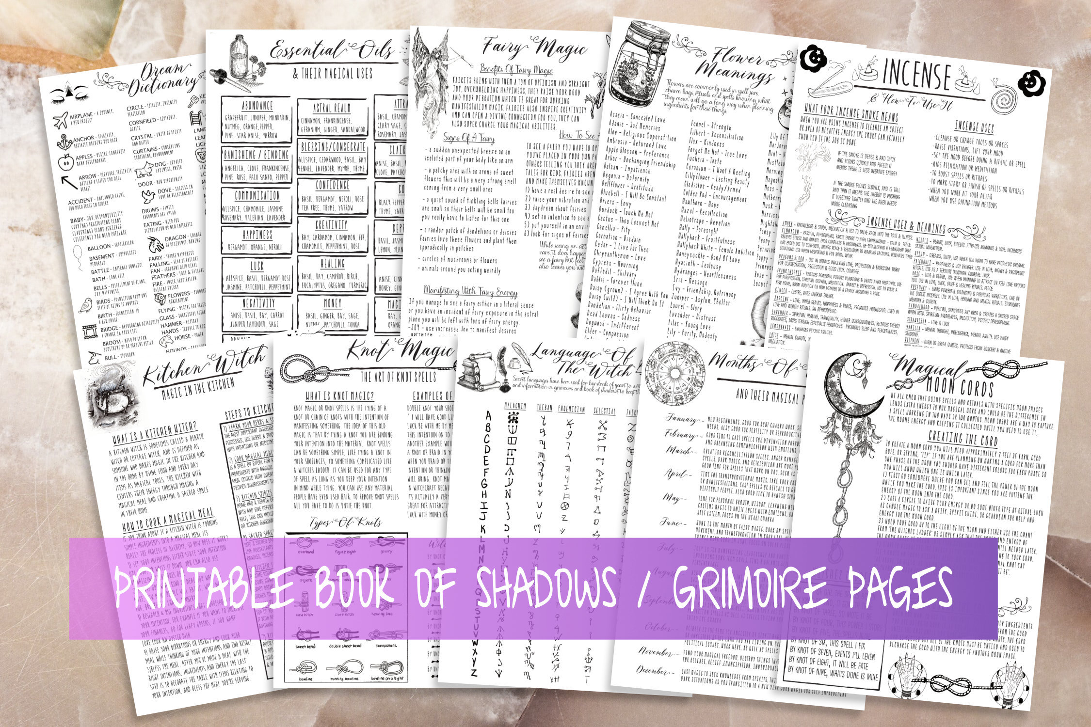 Printable Basic Witchcraft Grimoire Pages Book of Shadows | Etsy Canada