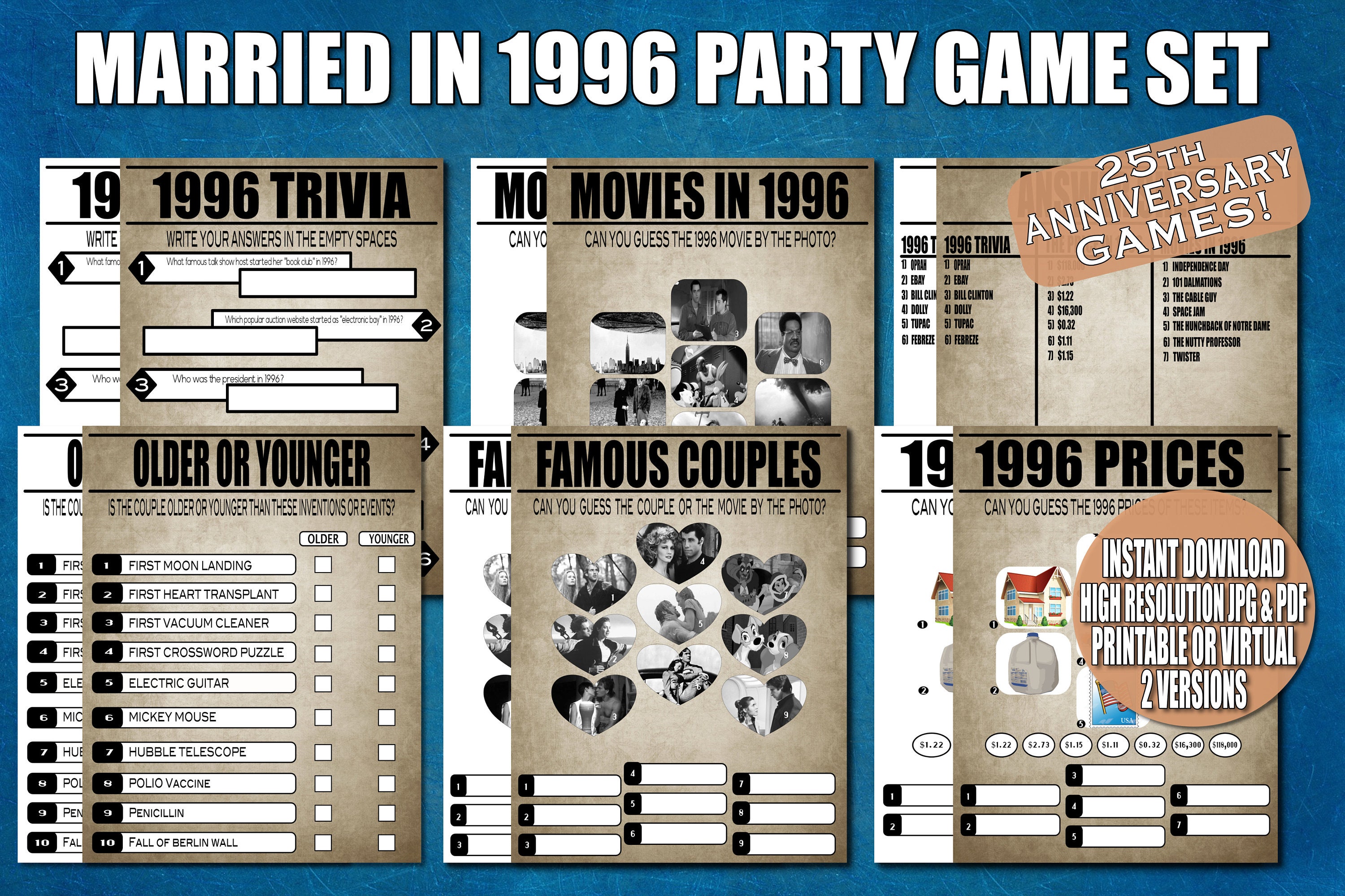 25th Anniversary Party Games 25th Wedding Anniversary | Etsy