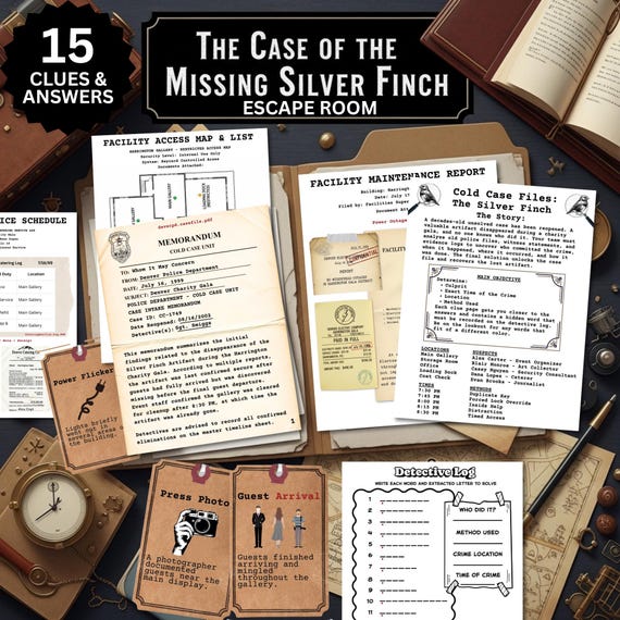 Detective Escape Room Printable | Cold Case Mystery Game for Teens & Adults | Logic Puzzle Game Night Activity