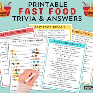 Pub Trivia Food Game Bundle | Printable Fast Food Trivia & Emoji ...