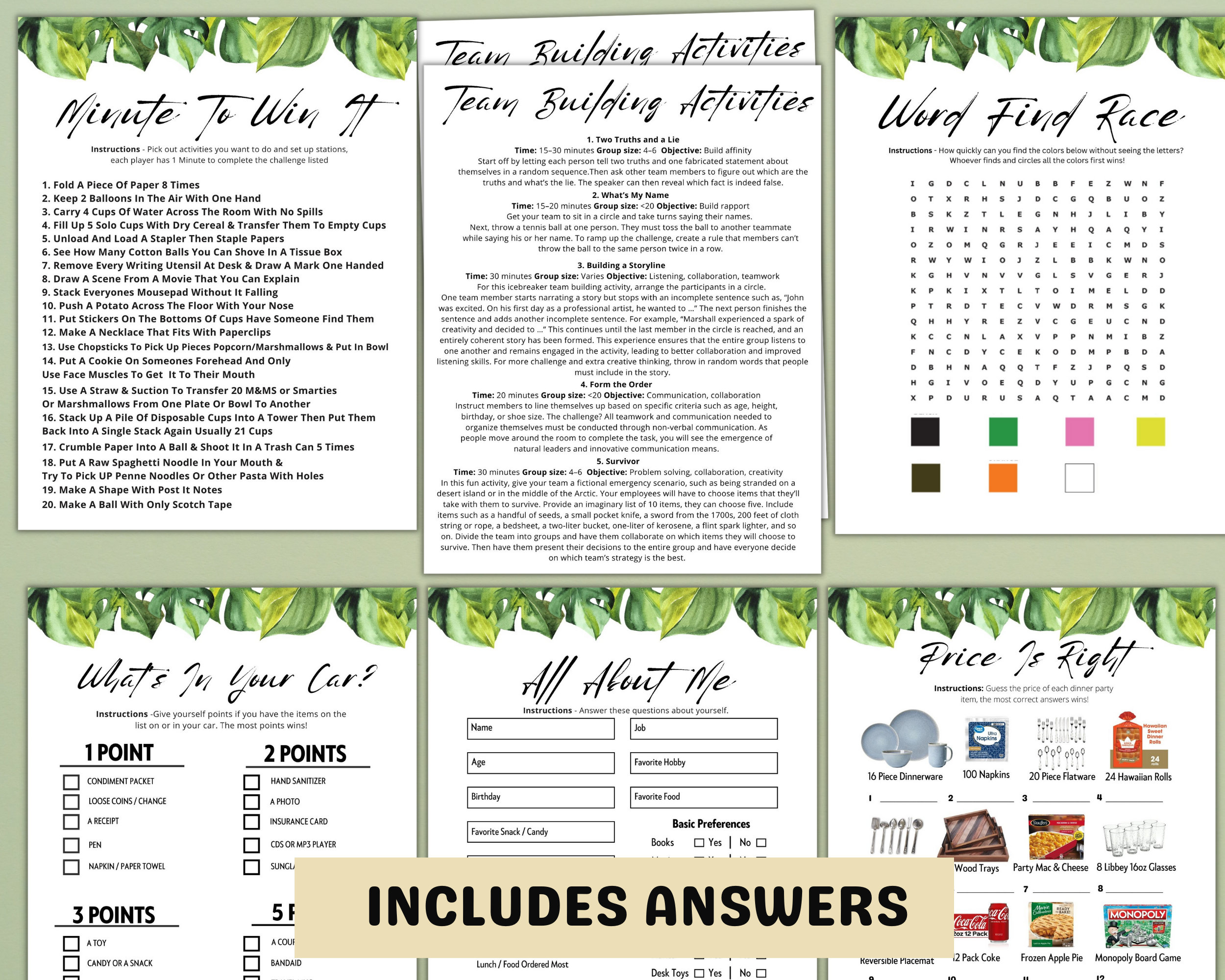 Printable Dinner Party Games | Dinner Games Bundle | Dinner Table Group ...