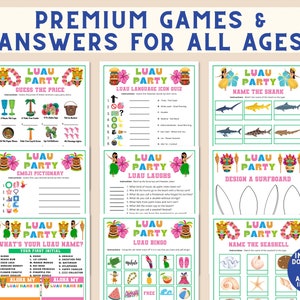 Printable Luau Tiki Party Summer Games | Tropical Aloha Activities ...