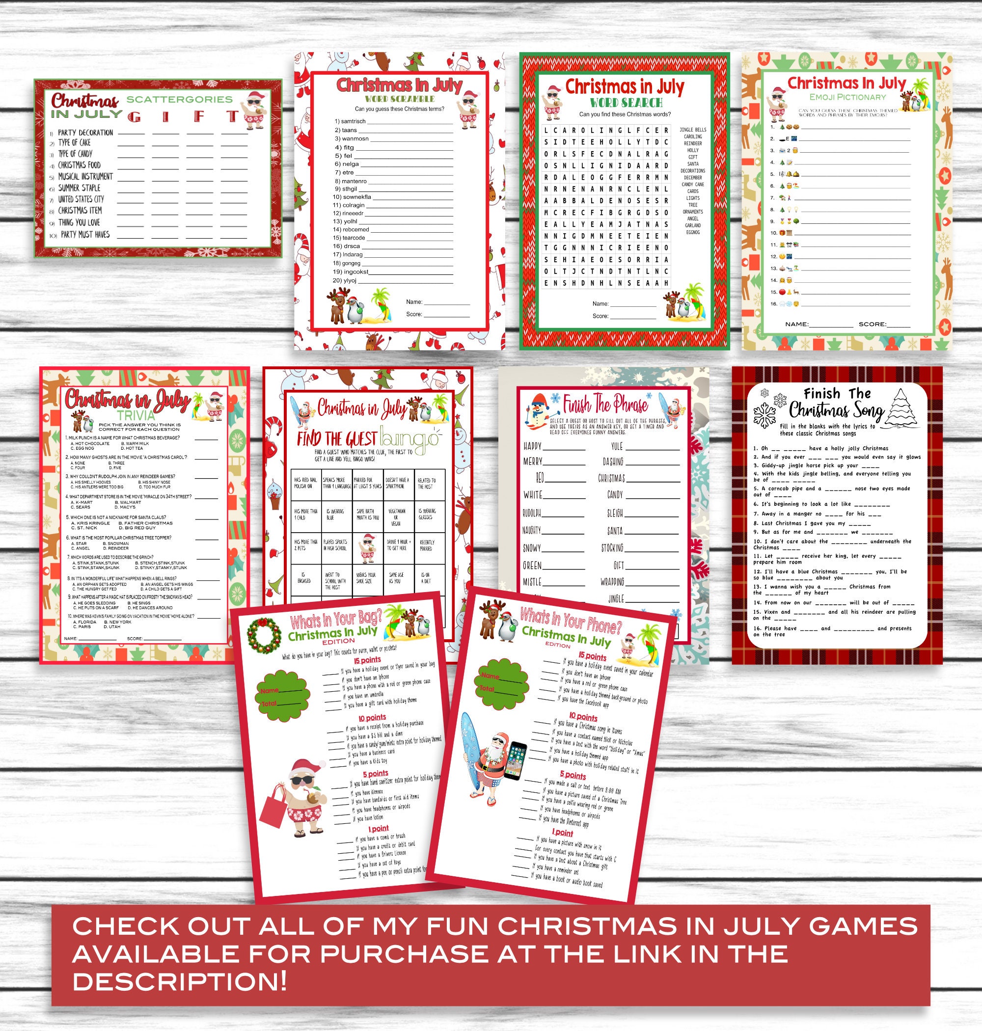 Christmas in July Trivia Game Party Game Favors Decor Etsy
