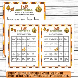 Fall Find the Guest Bingo Game, Printable or Virtual Ice Breaker Game ...