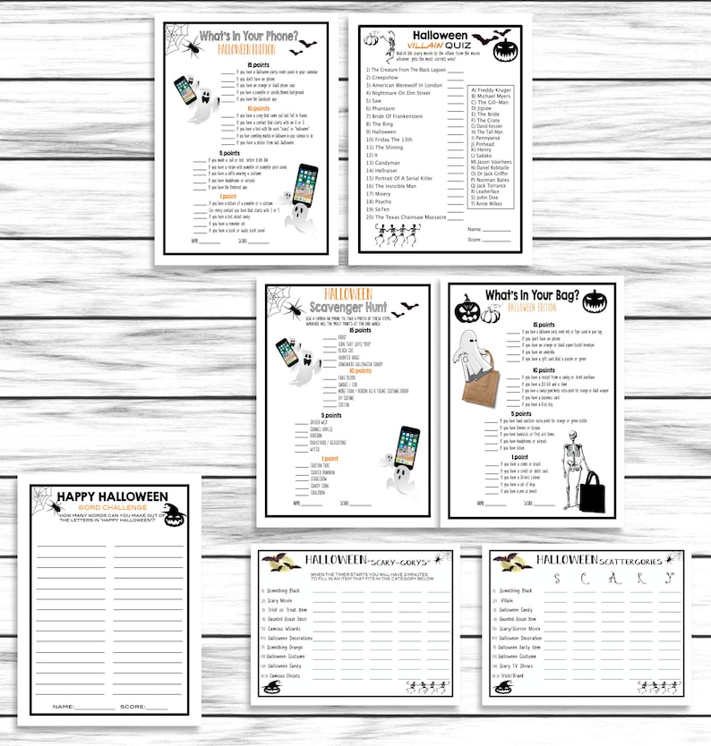 Halloween Party Games Bundle 15 Scary Games Set Trivia Etsy