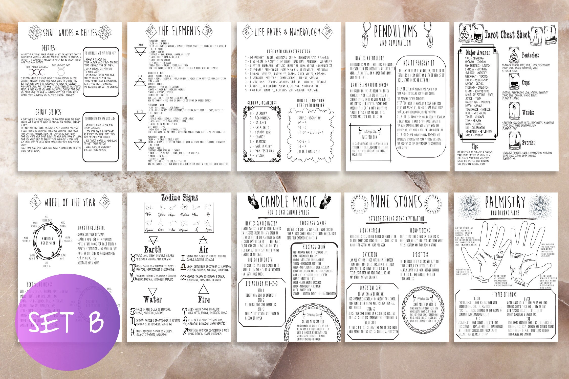 60 Pages Witchcraft Basics Book of Shadows Pages Printable Set, Magic ...