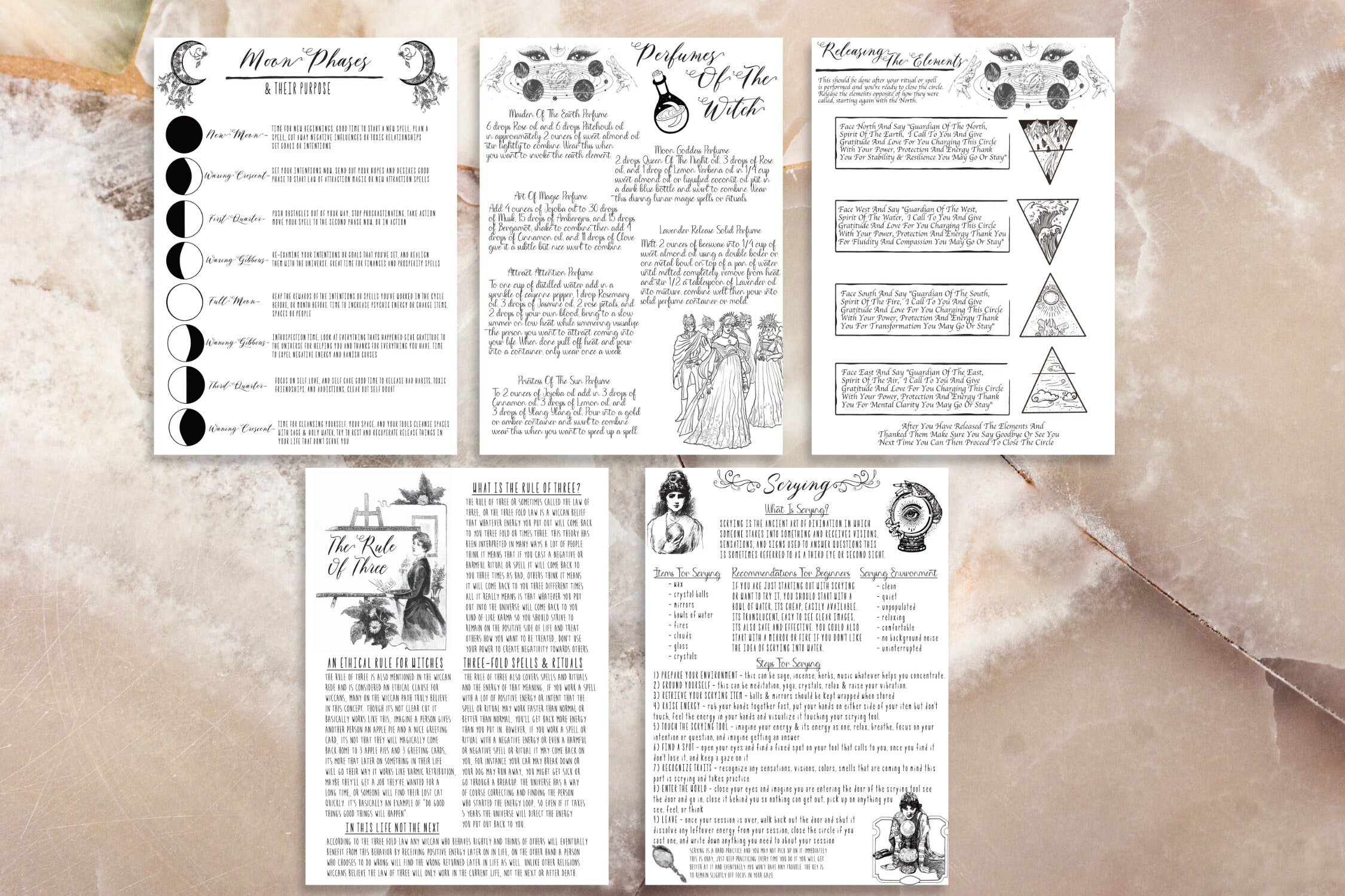 Witchcraft Printable Basic Book of Shadows Pages, Grimoire Pages, Moon ...